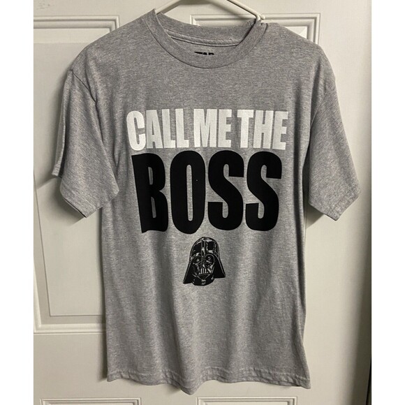 Star Wars T-shirt Men Medium Gray Call Me the Boss Darth Vader Crew Neck Classic - Picture 2 of 5